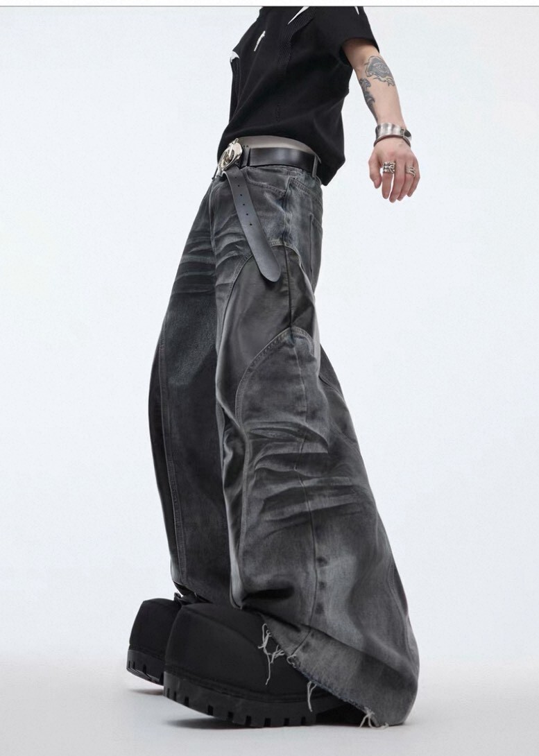 ARGUE 做舊 廢土風 拼接設計 #牛仔褲