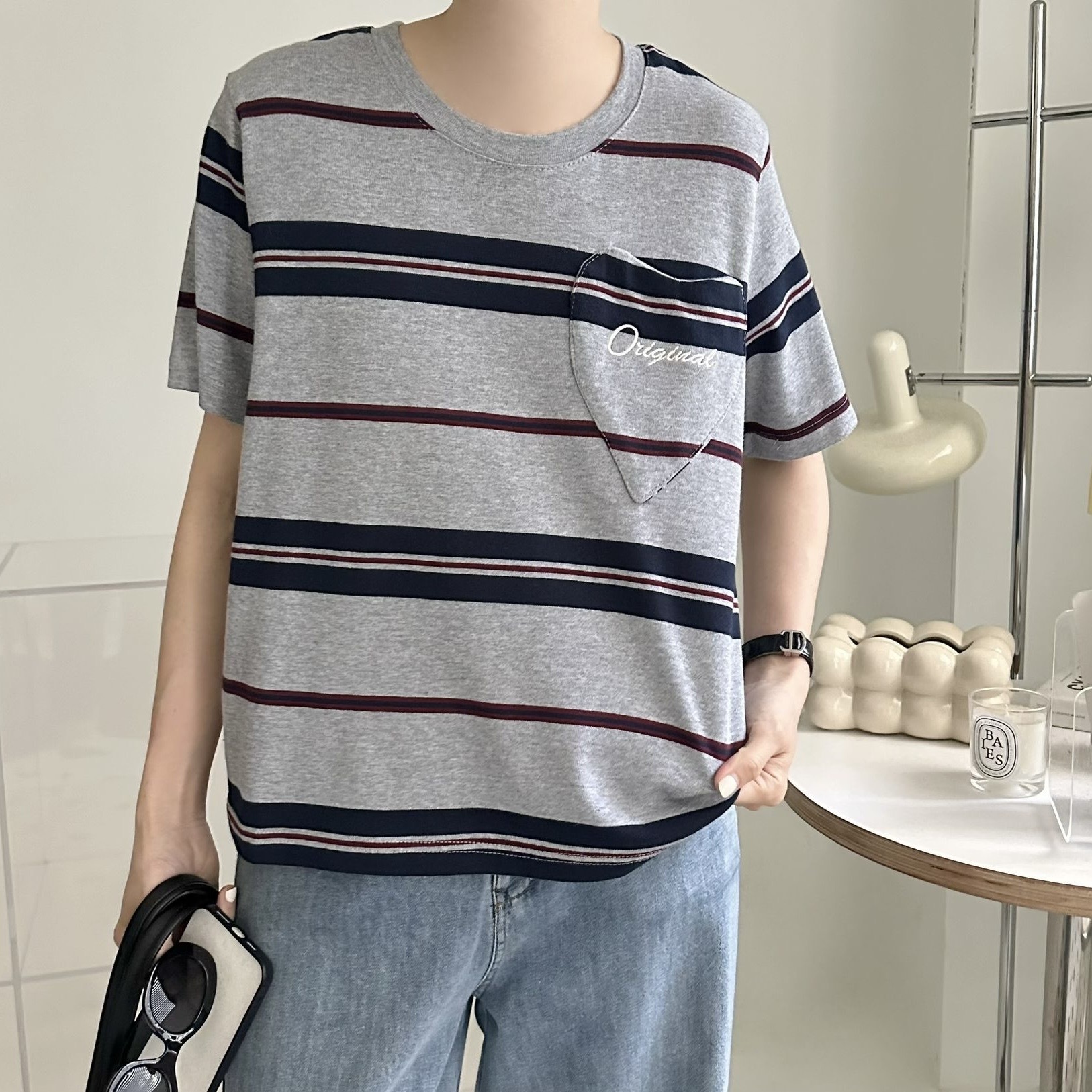 【BONNIE】橫間心型袋短袖TOP (R21-R22)