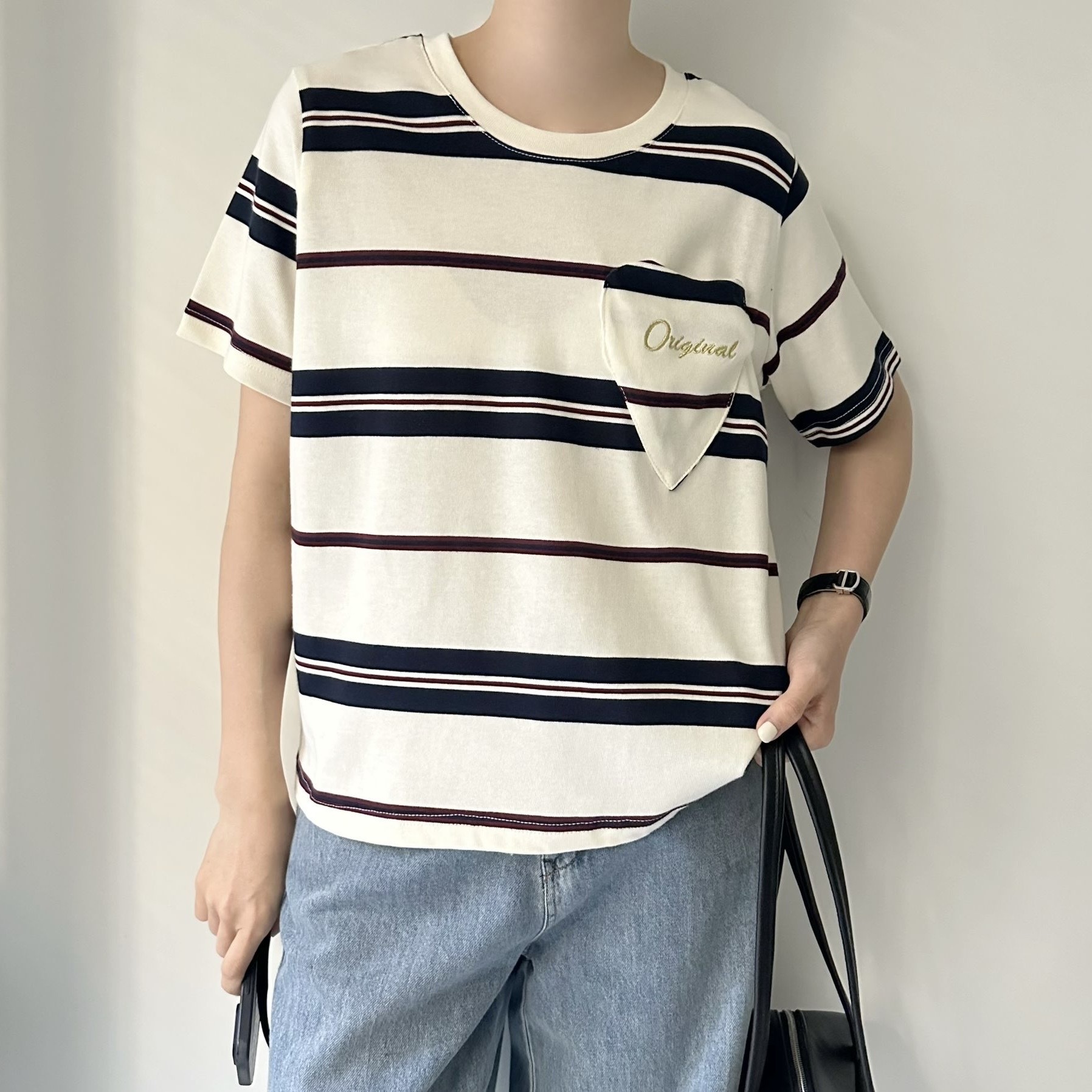 【BONNIE】橫間心型袋短袖TOP (R21-R22)