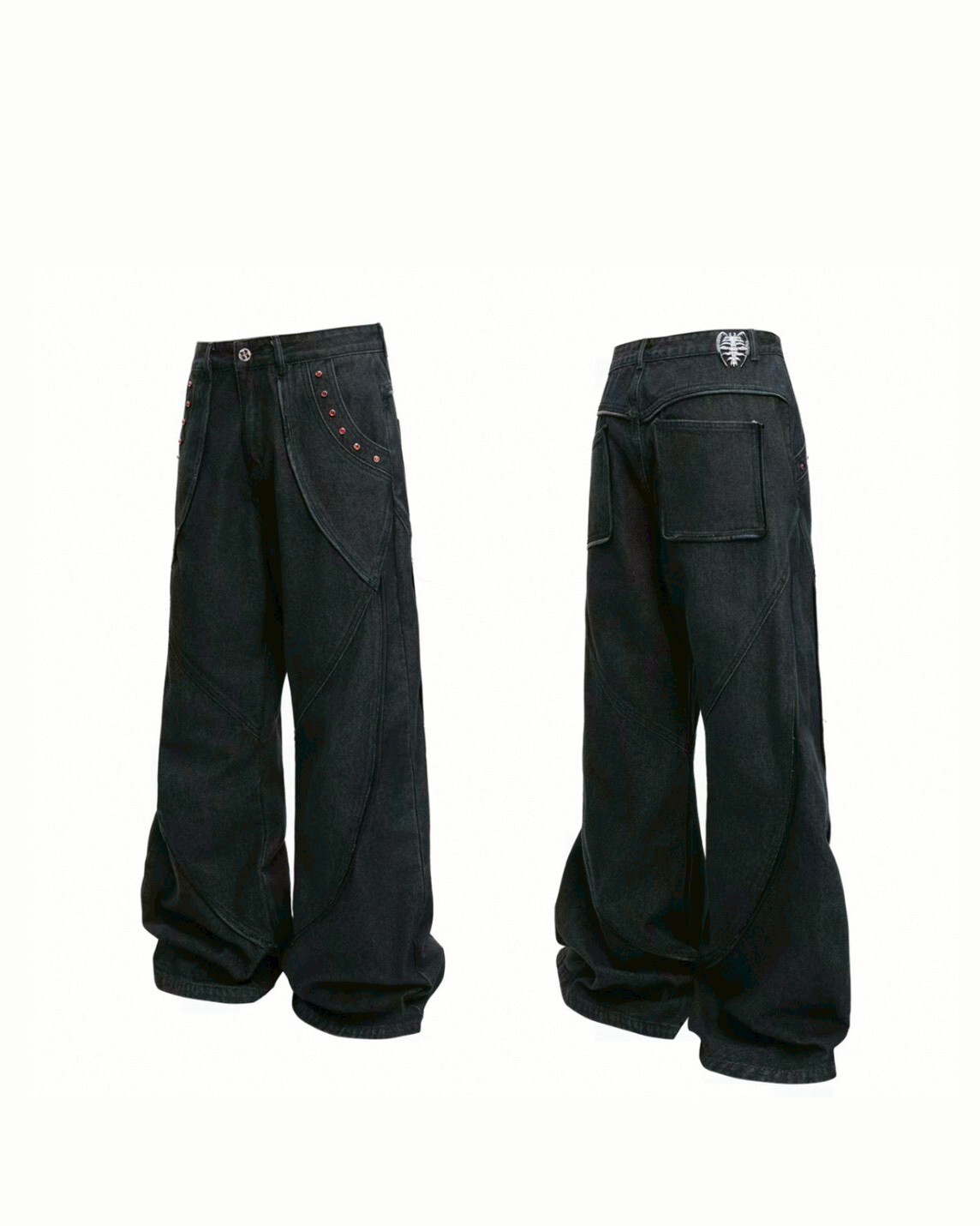 ARGUE 重磅 復古 紅鑽 解構 微喇叭 #牛仔褲