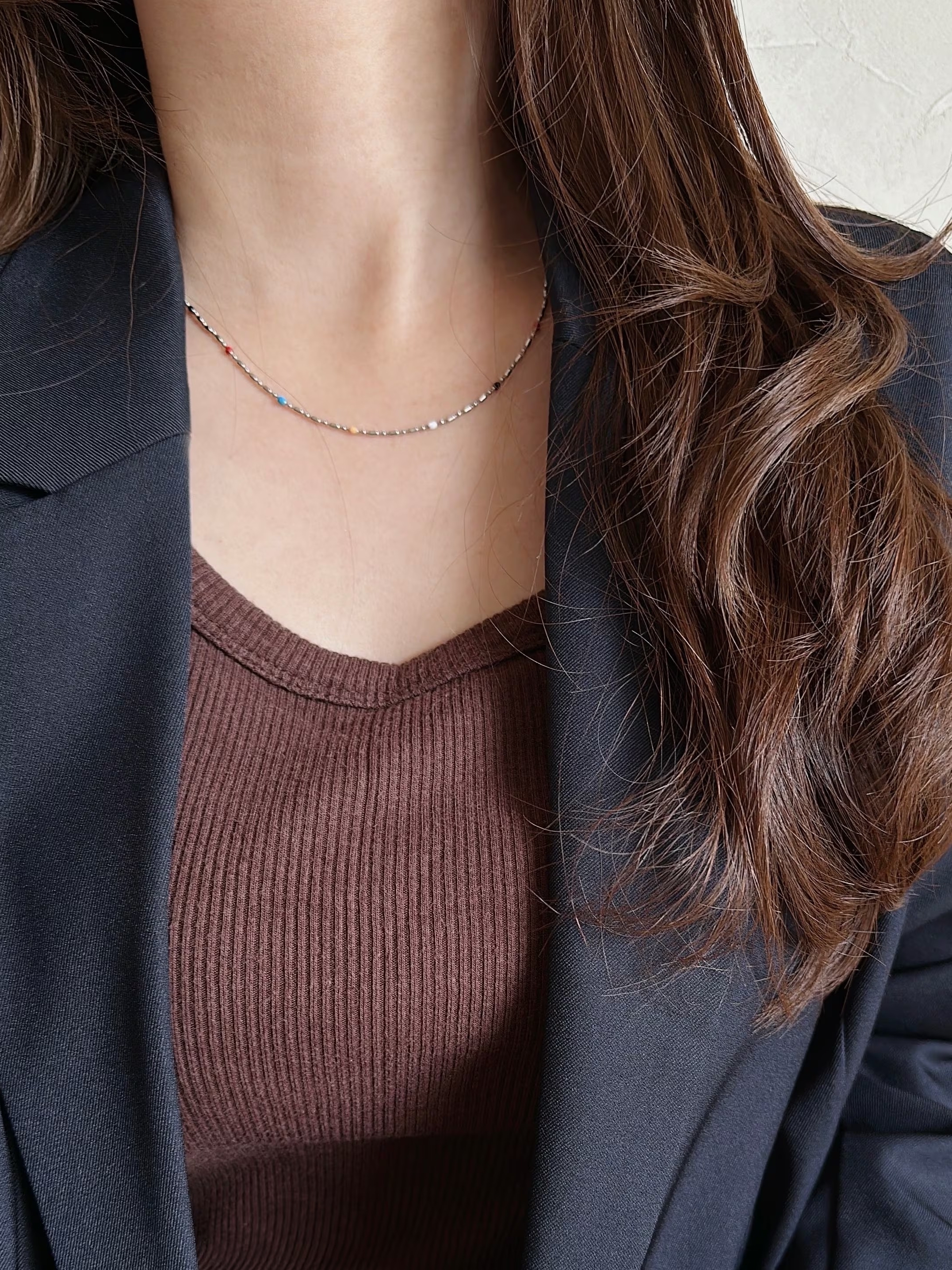 SS magnet random beads necklace