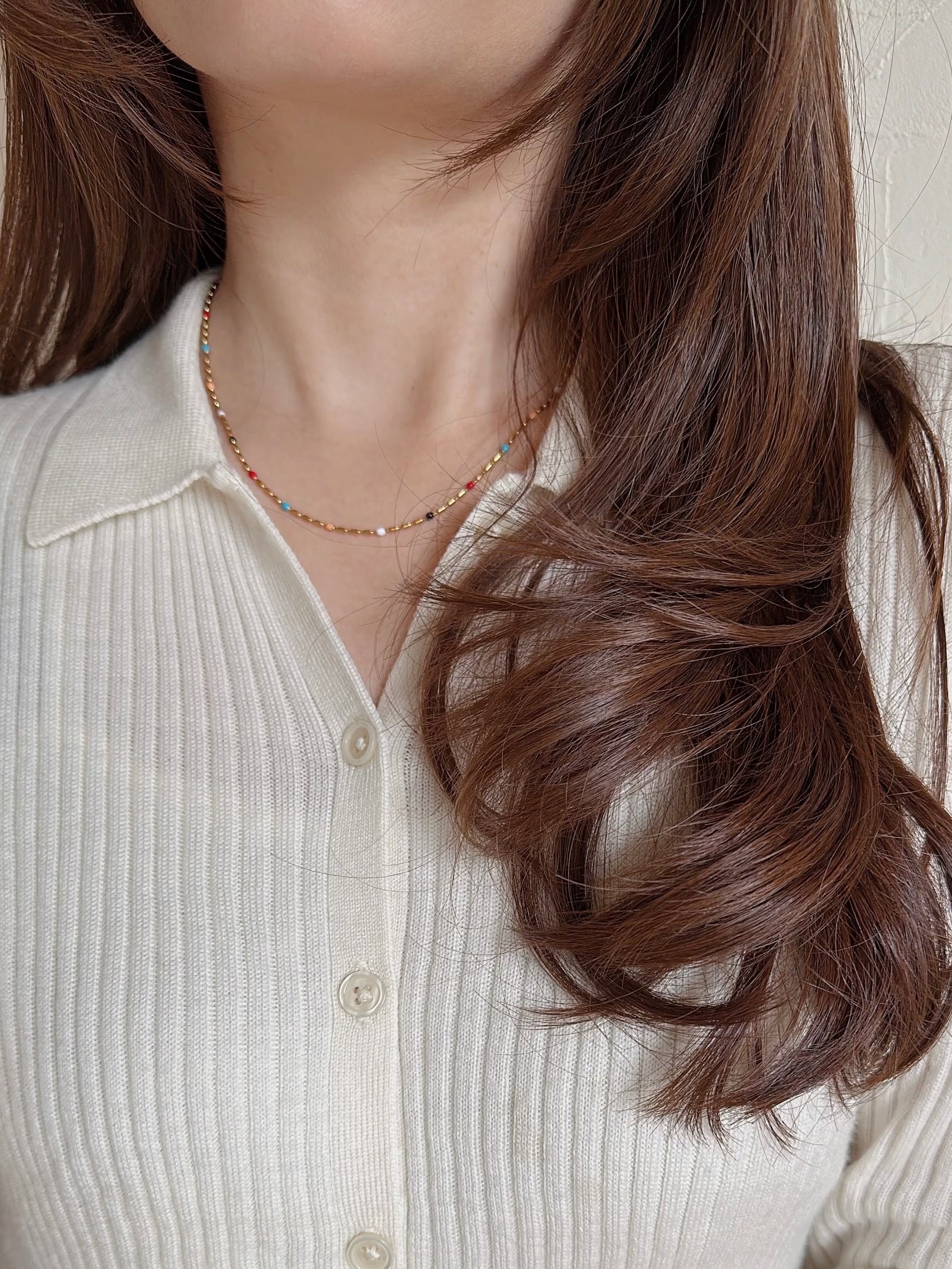 SS magnet random beads necklace