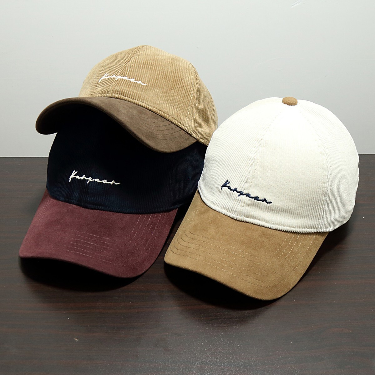 Suede Brim Color-Block Corduroy Baseball Cap
