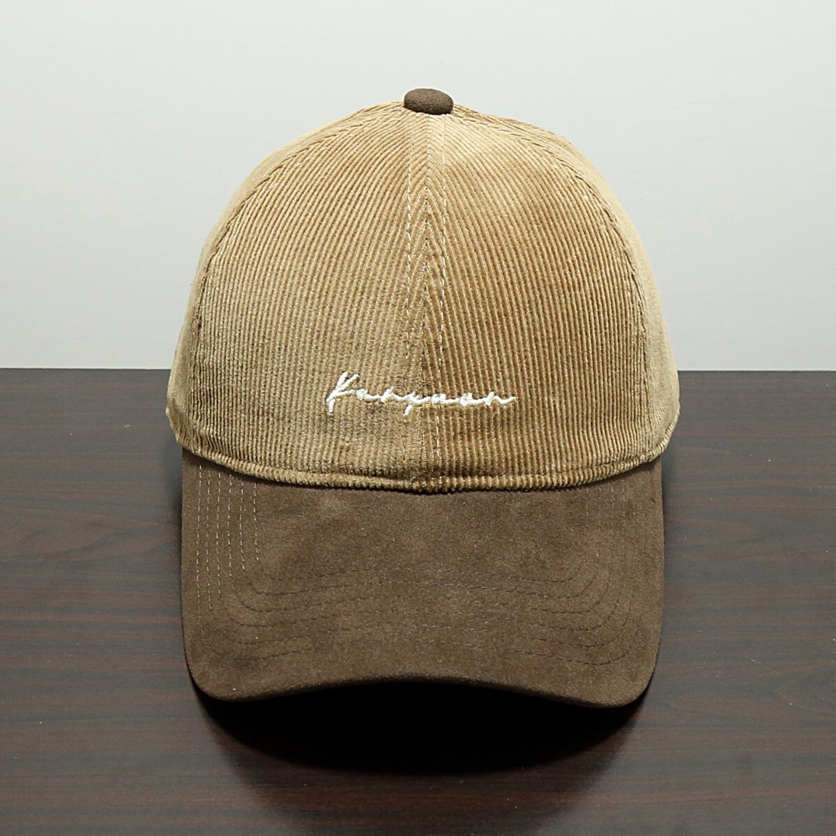Suede Brim Color-Block Corduroy Baseball Cap
