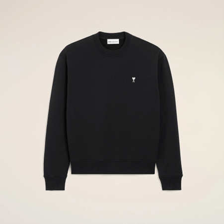1FF0101-422 [AMI PARIS] Cotton Ami De Coeur Sweatshirt Black (SS26) #HSW763.730.045 (C-EU-E)