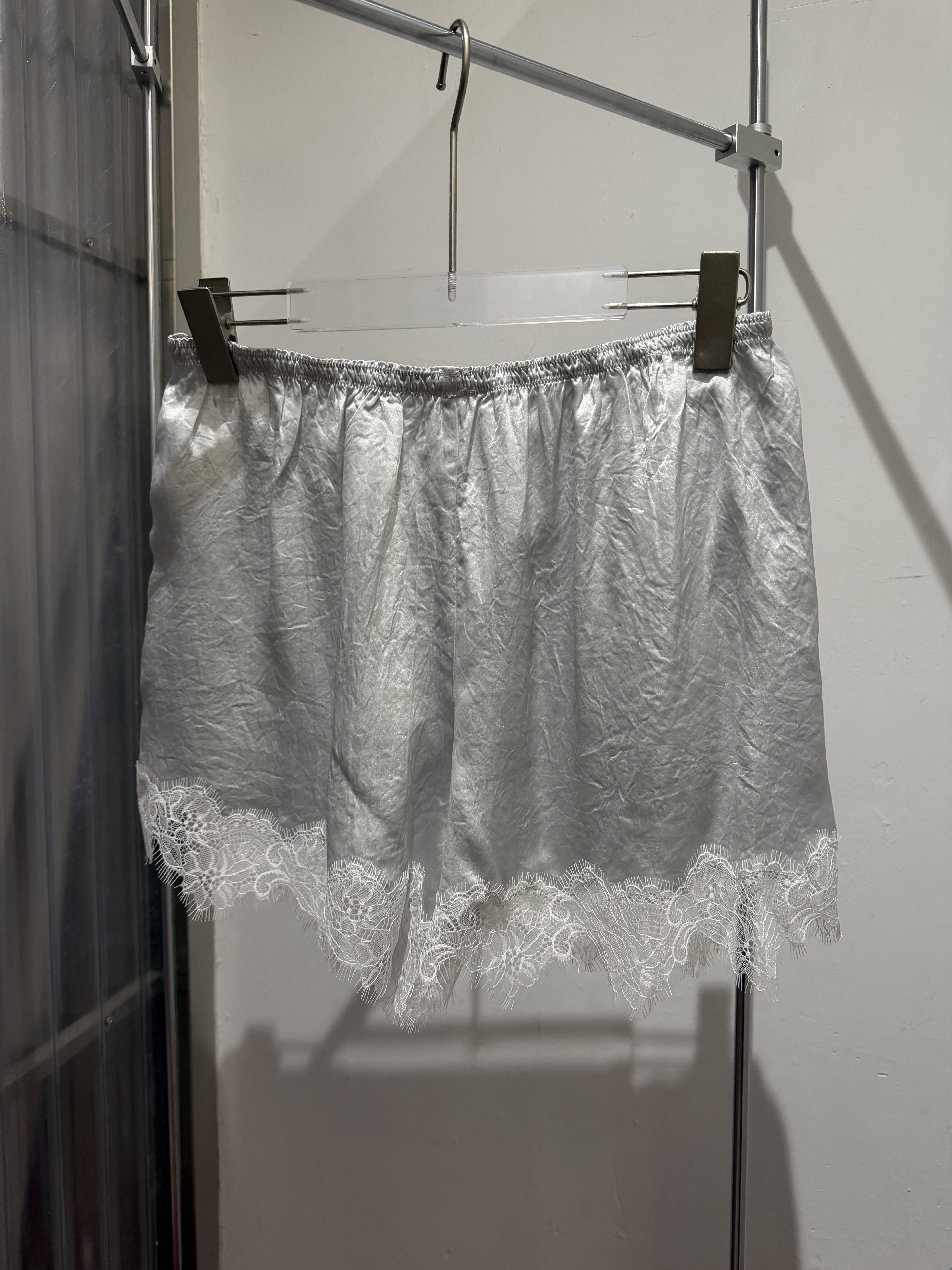 PDD Collection Satin lace trim shorts