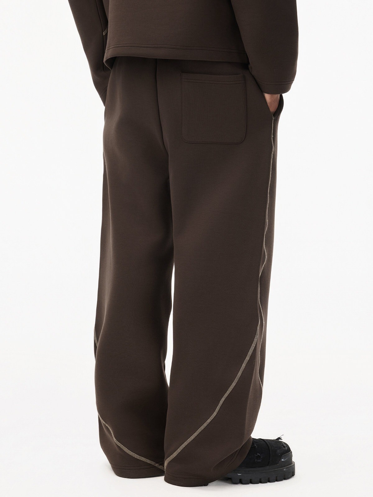 STK SmallTownKid 保暖太空棉 反車線拼接 直筒長褲