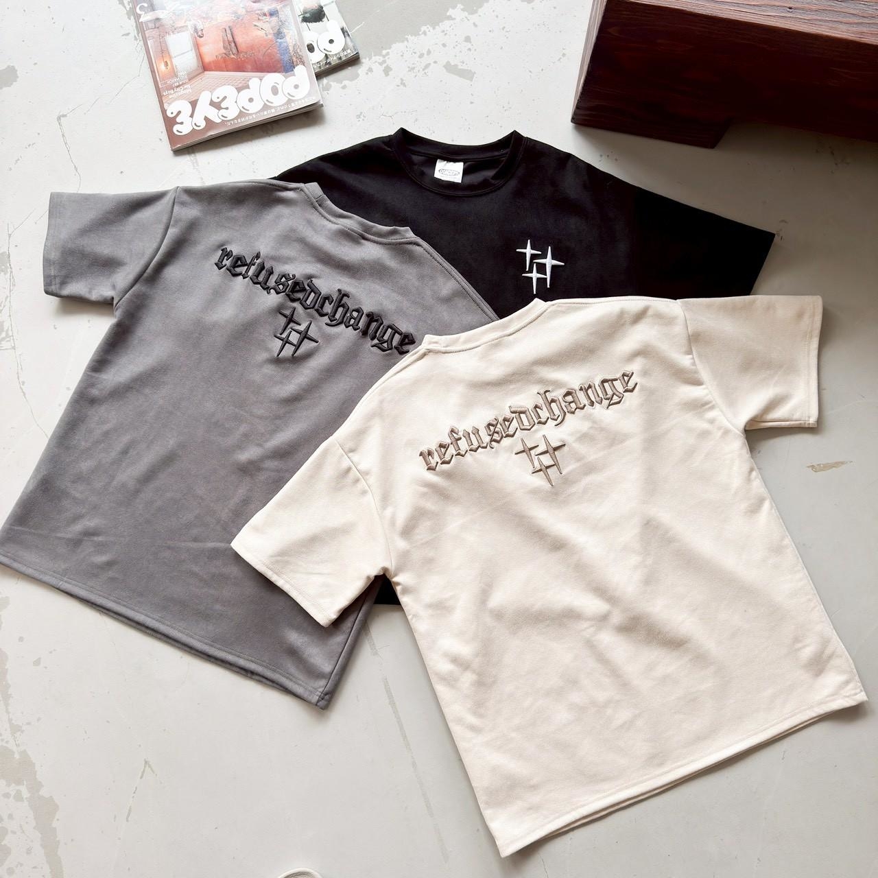 哥德字星芒刺繡麂皮短T 18945