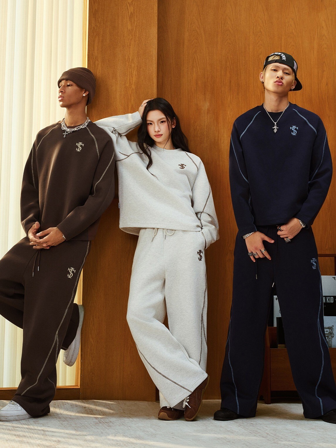 STK SmallTownKid 保暖太空棉 反車線拼接 圓領衛衣