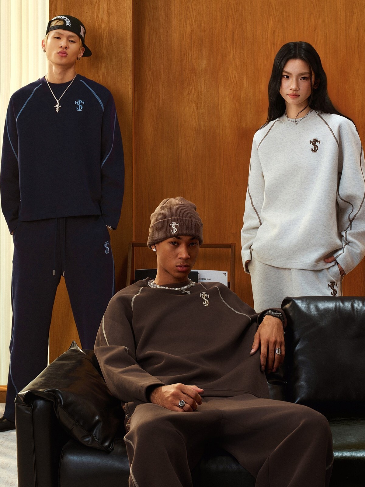 STK SmallTownKid 保暖太空棉 反車線拼接 圓領衛衣