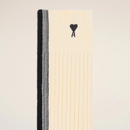 1FF0101-433 [AMI PARIS] Cotton Three Pack Black Ami De Coeur Socks (SS26) #USC611.AK0007.A148 (C-EU-E)