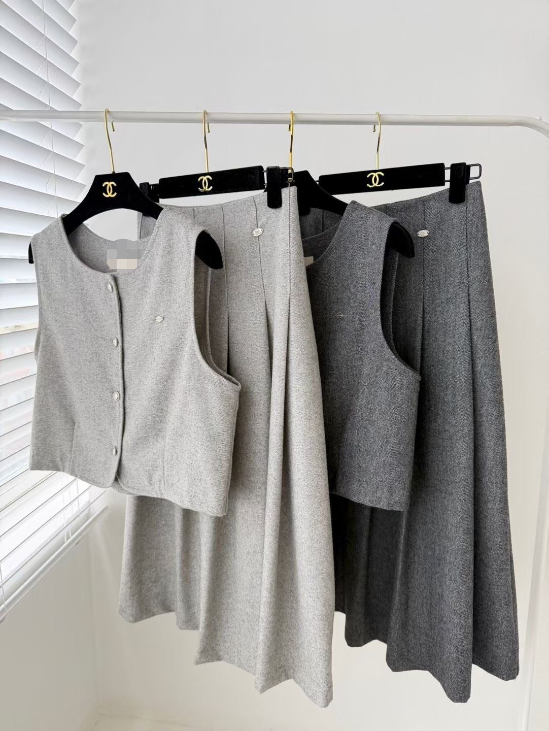 灰系馬甲 長裙(分售)