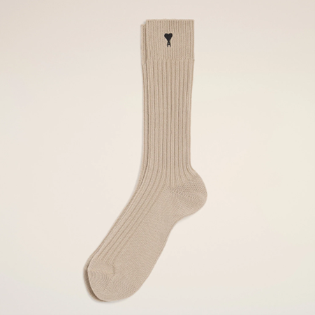 1FF0101-434 [AMI PARIS] Cotton Ami De Coeur Socks Beige (SS26) #USC615.AK0007.A036 (C-EU-E)