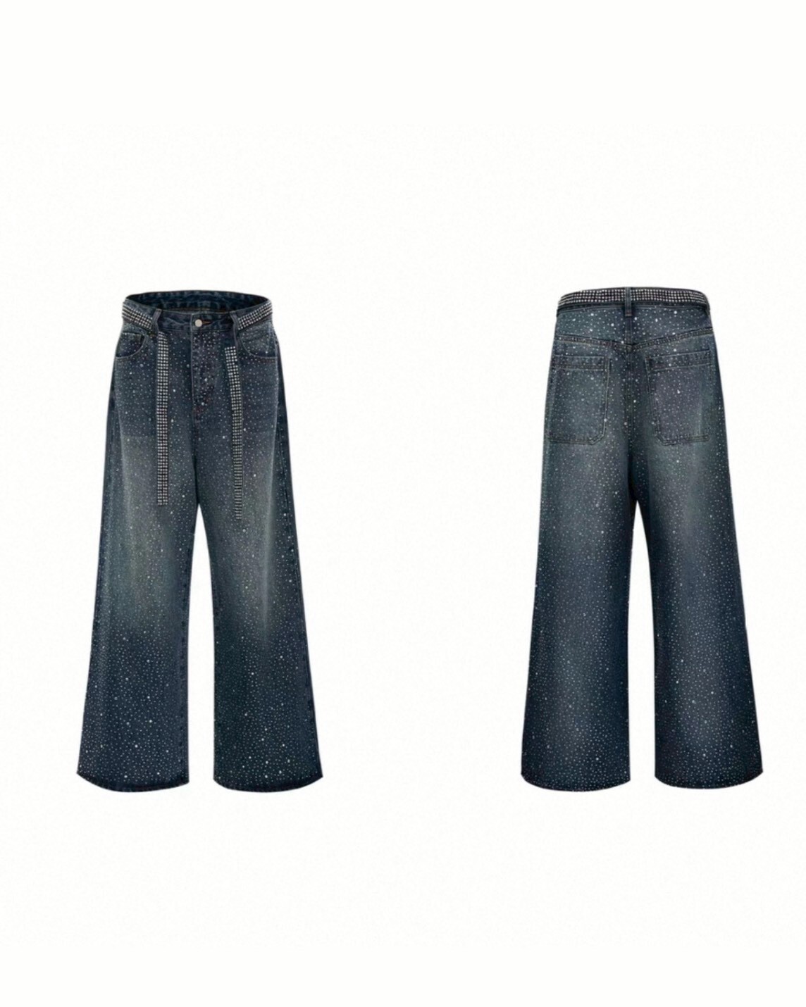 ARGUE 滿天星 復古 燙鑽 飄帶設計 重工 #牛仔褲