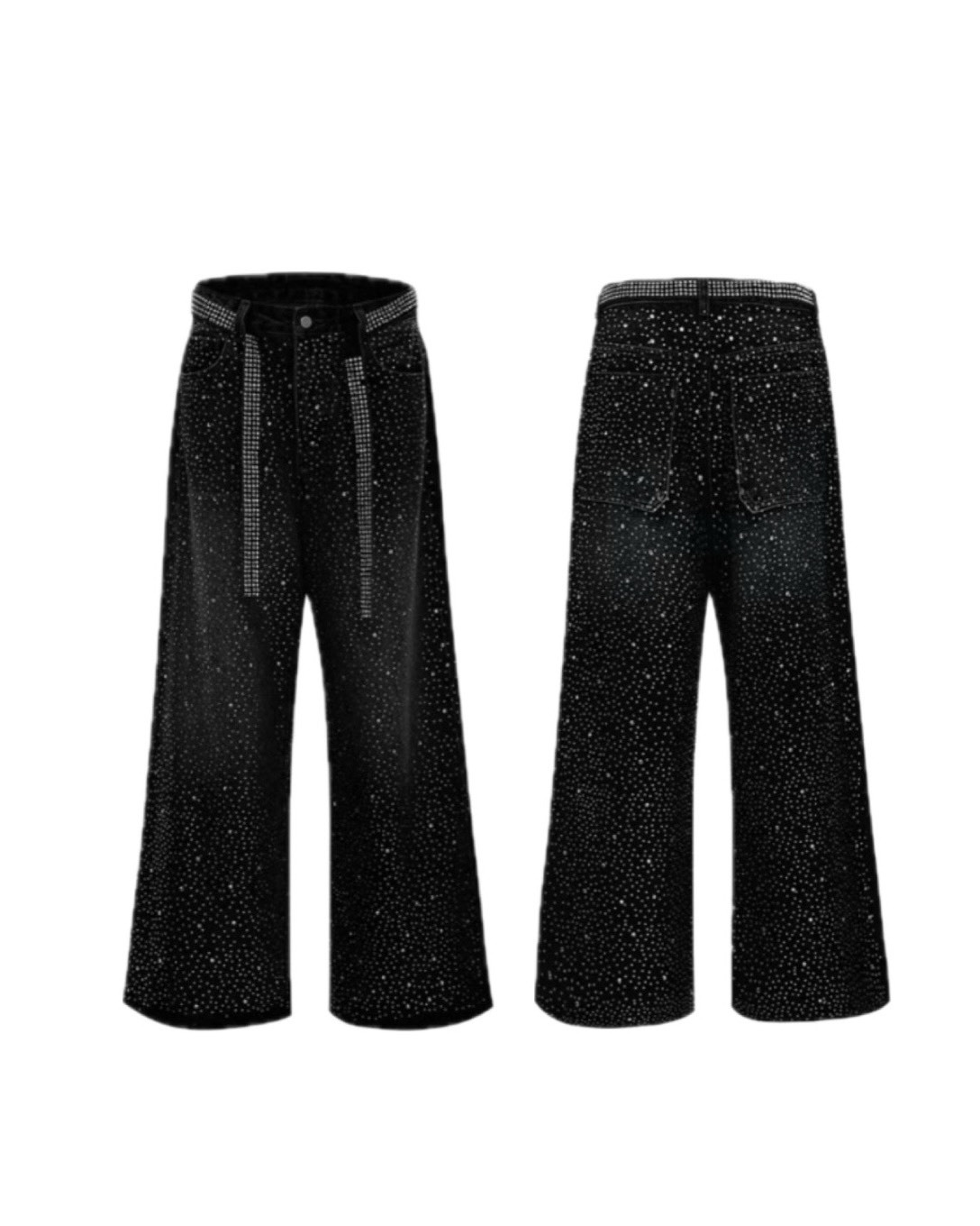 ARGUE 滿天星 復古 燙鑽 飄帶設計 重工 #牛仔褲