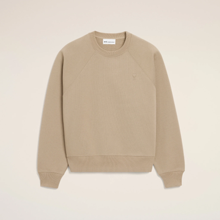 1FF0101-436 [AMI PARIS] Cotton Embossed Ami De Coeur Sweatshirt Beige (SS26) #USW757.747.A036 (C-EU-E)