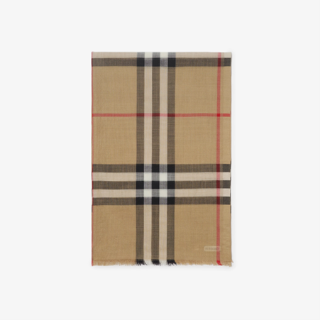 1FF0101-442 [BURBERRY] Checkered Wool And Silk Scarf Classic Beige (SS26) #80787791 (F-EU-E)
