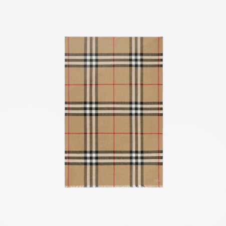 1FF0101-442 [BURBERRY] Checkered Wool And Silk Scarf Classic Beige (SS26) #80787791 (F-EU-E)