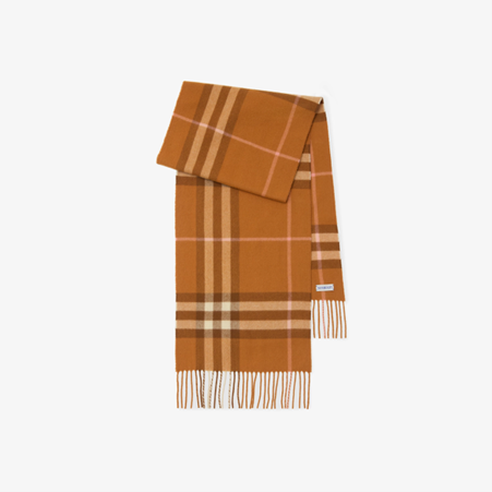 1FF0101-444 [BURBERRY] Checkered Cashmere Scarf Pumpkin Color (SS26) #81126441 (F-EU-E)