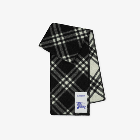 1FF0101-445 [BURBERRY] Plaid Wool Scarf Black (SS26) #81143011 (F-EU-E)