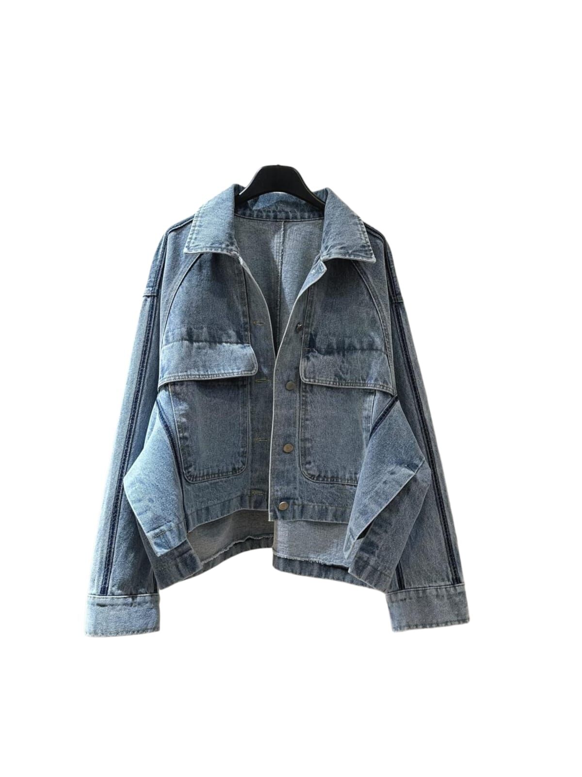 A10 #23796 直條洗水散腳牛仔外套