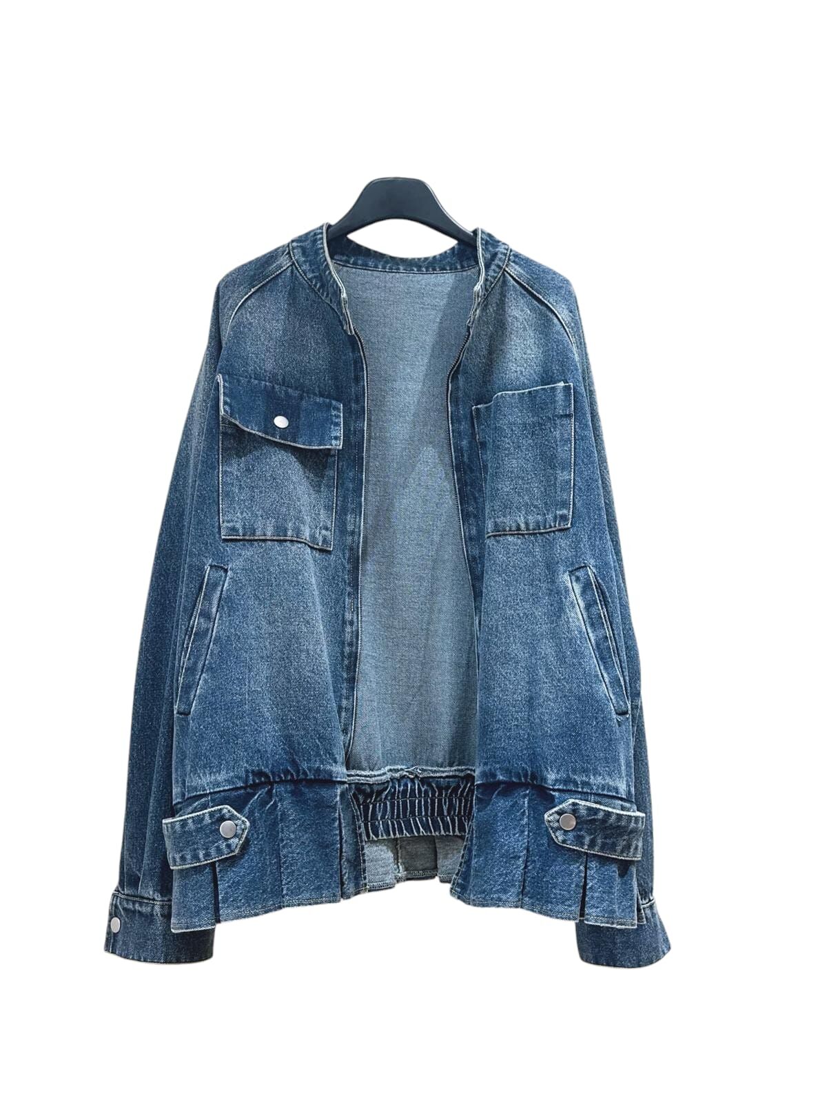 A11 #23716 洗水接褶腳牛仔外套