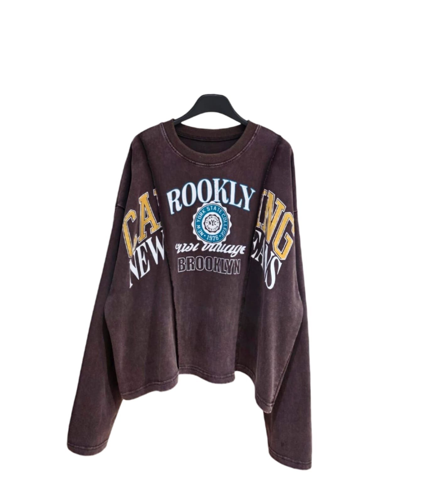 A13 #23757 洗水車骨印字Top - 啡色