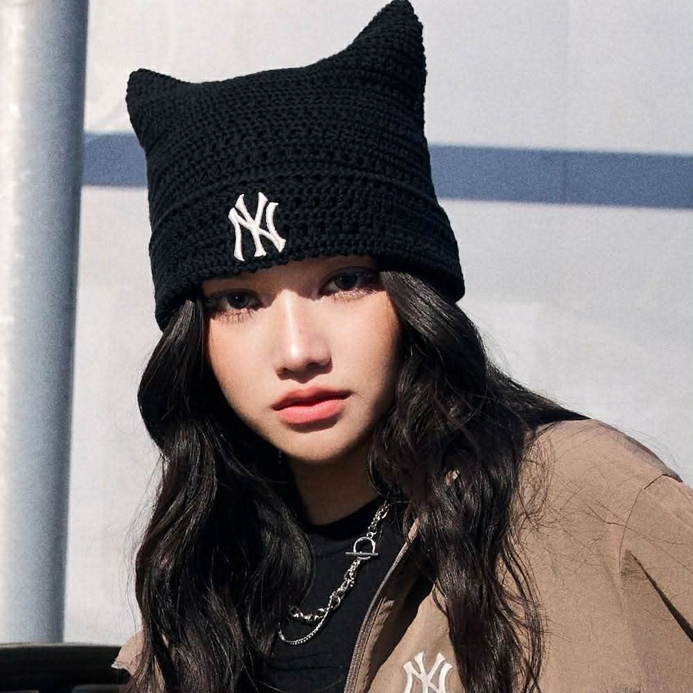 MLB 夏日鉤織貓耳毛帽 紐約洋基隊 波士頓紅襪隊 3ABNB0163