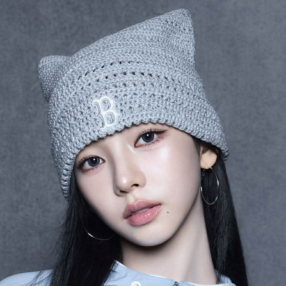 MLB 夏日鉤織貓耳毛帽 紐約洋基隊 波士頓紅襪隊 3ABNB0163