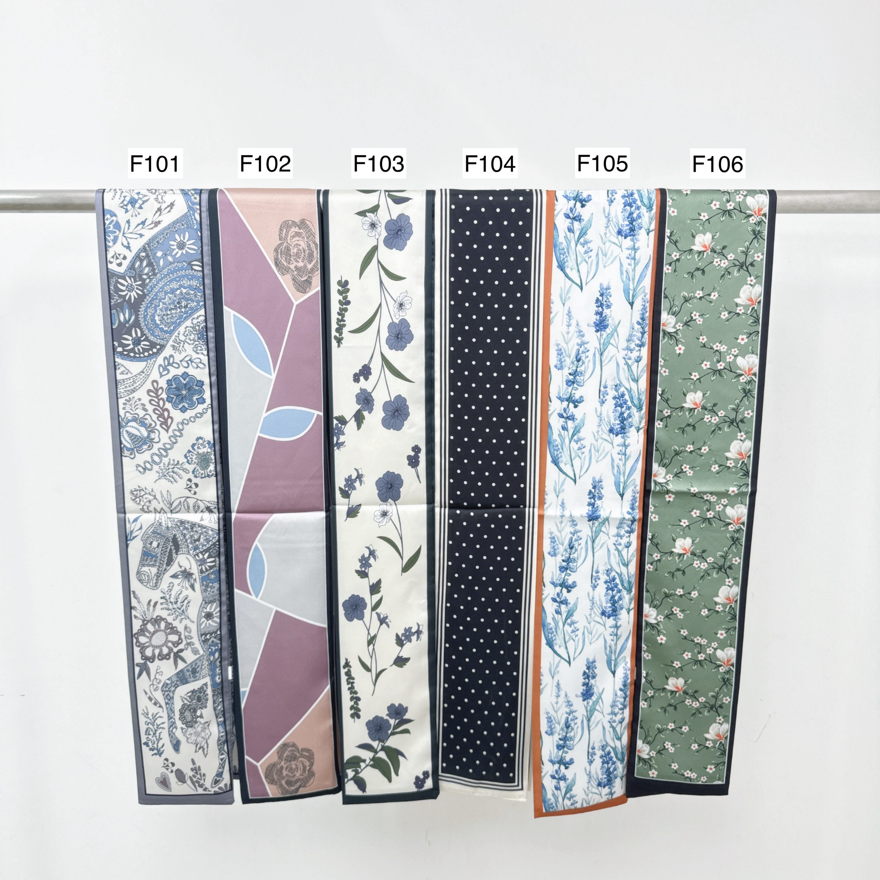 ⭐️⭐️【預訂】12.5x150cm 多用途長條絲巾 (F101-F106)