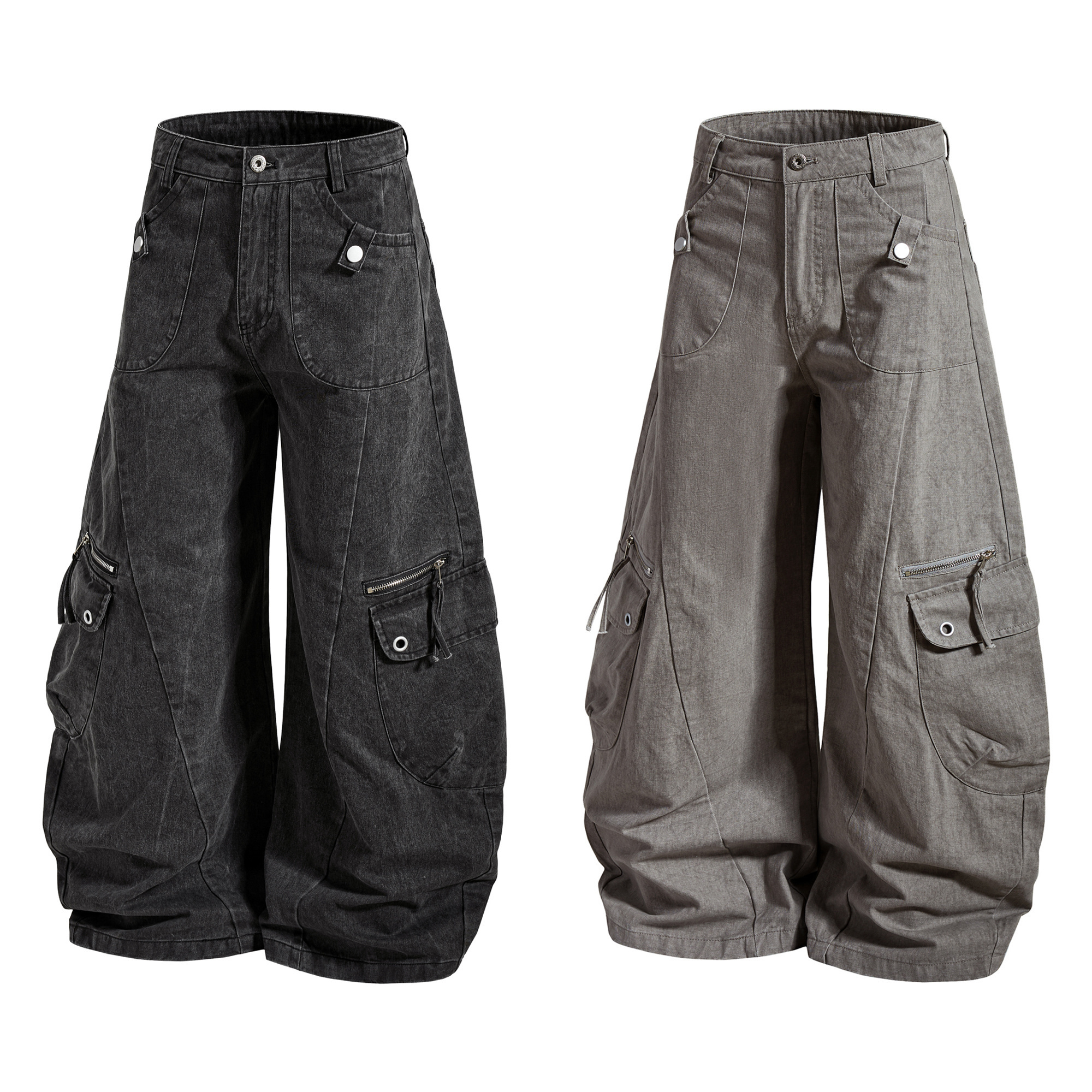 《S.V》多口袋結構拼接工裝彎刀褲