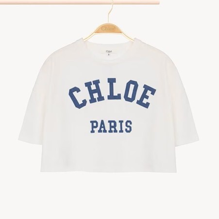 1FF0101-462 [CHLOE] Kids' Cropped Logo T-Shirt Off White (SS26) #CH26SB20859117 (C-EU-E)