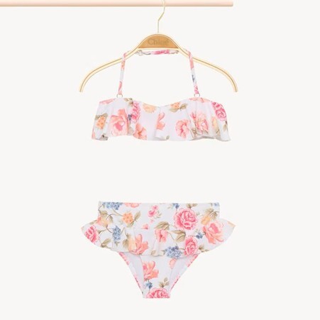 1FF0101-464 [CHLOE] Kids' Two-Piece Swimsuit Pink Roses (SS26) #CH26SB20864S95 (C-EU-E)