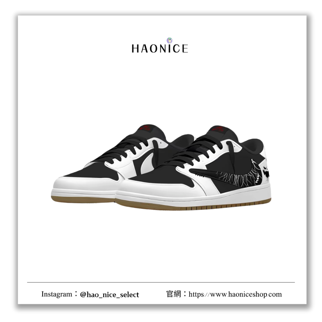 【HAO NICE】惡作劇訂製款🔥Air Jordan 1 x Travis Scott 惡魔 惡意蔓延 黑白倒勾 板鞋 籃球鞋