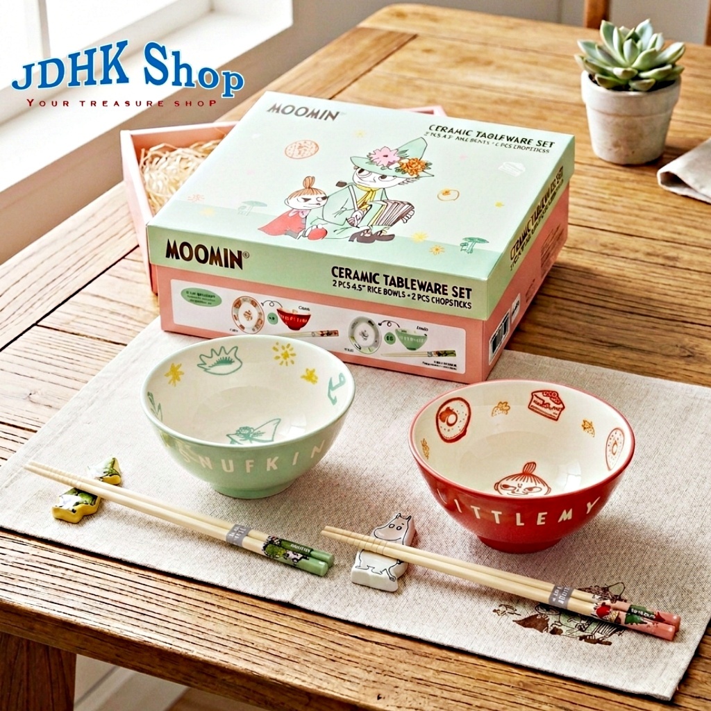 姆明一族 4P陶瓷廚具禮盒套裝(碗,筷子)
