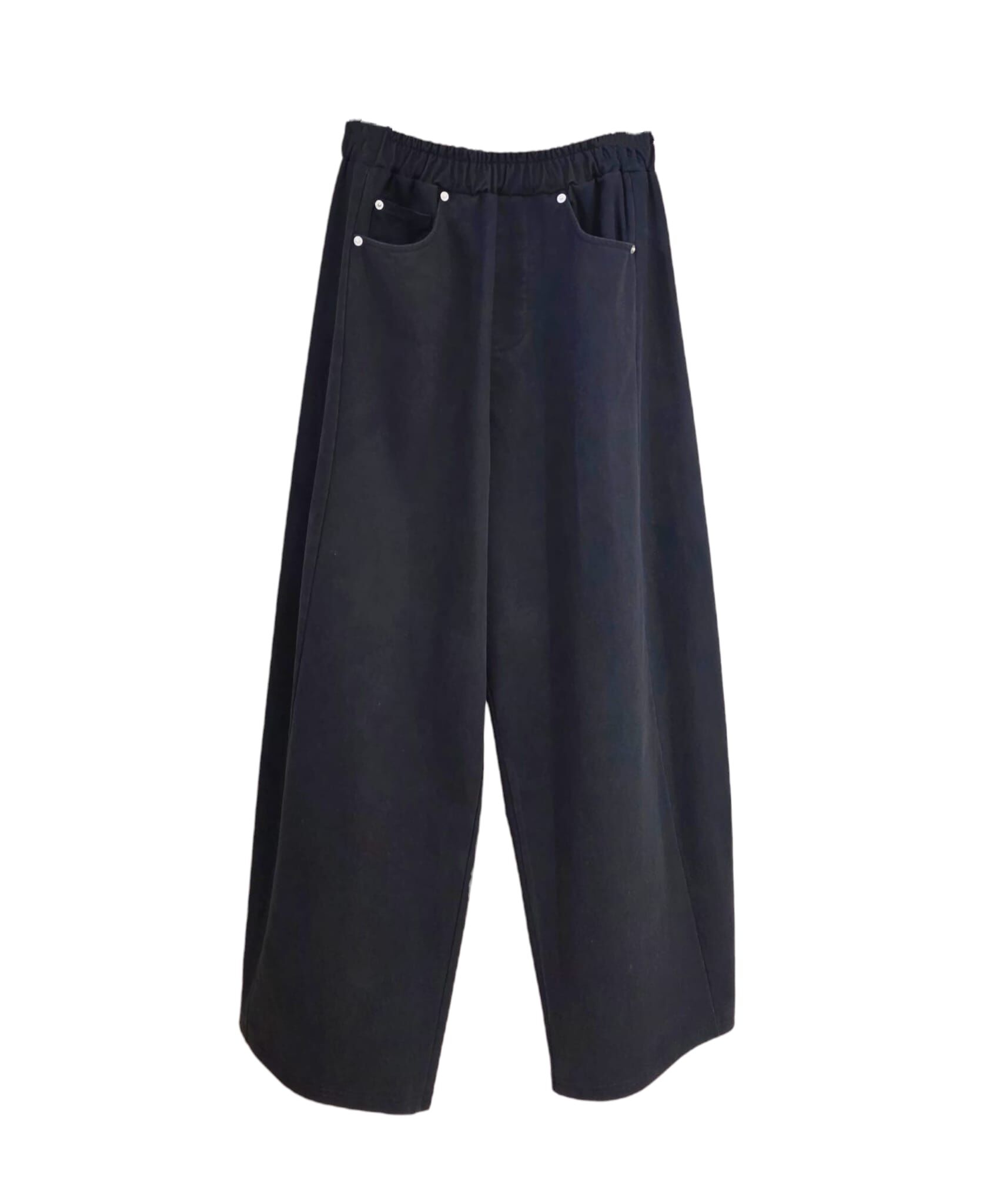 A27 #23018 洗水斜布闊褲 - 黑色