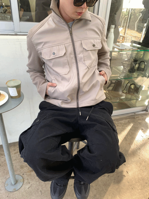 Combi 混合針織拉鍊夾克