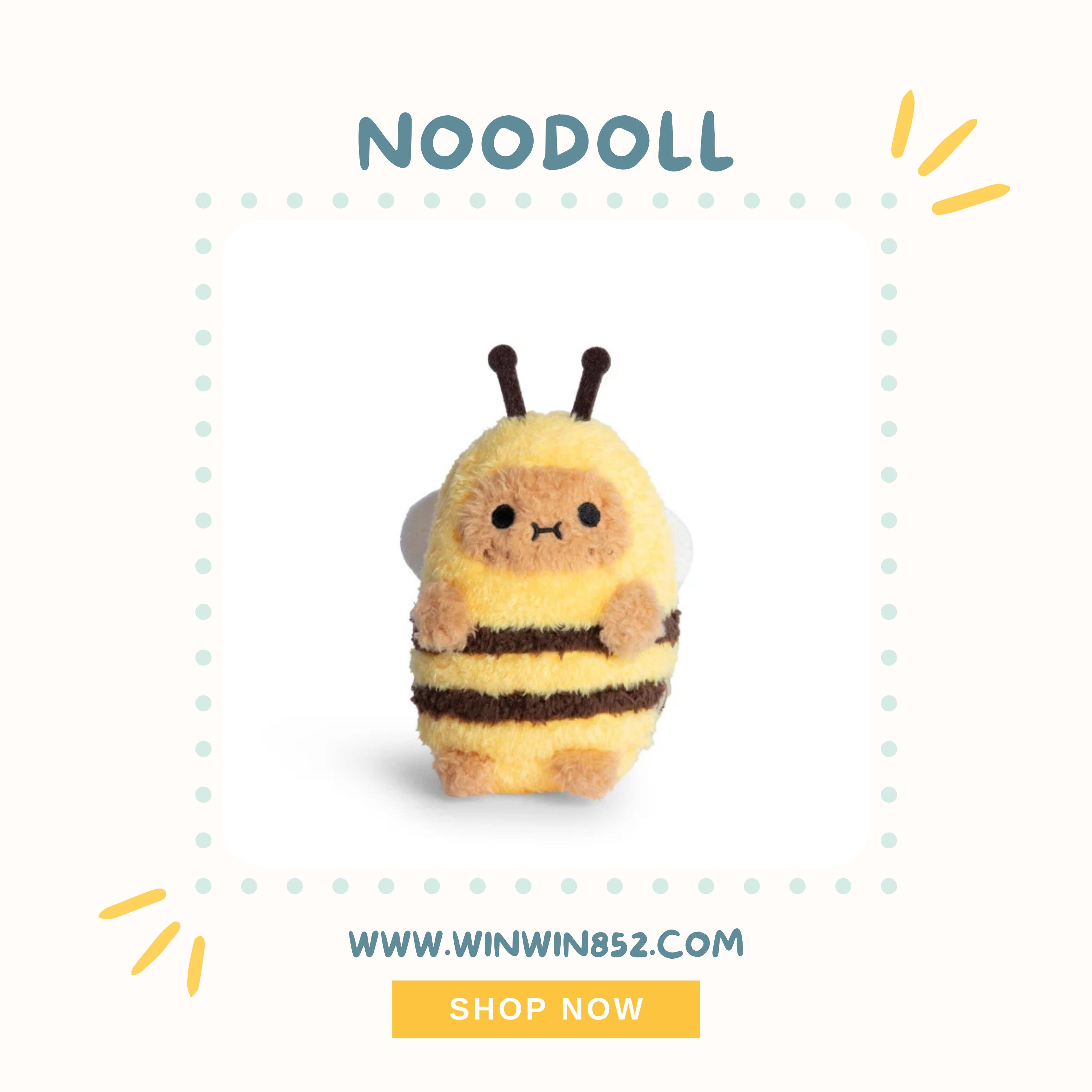 Noodoll Bee Ricespud Mini Sitting Plush Toy