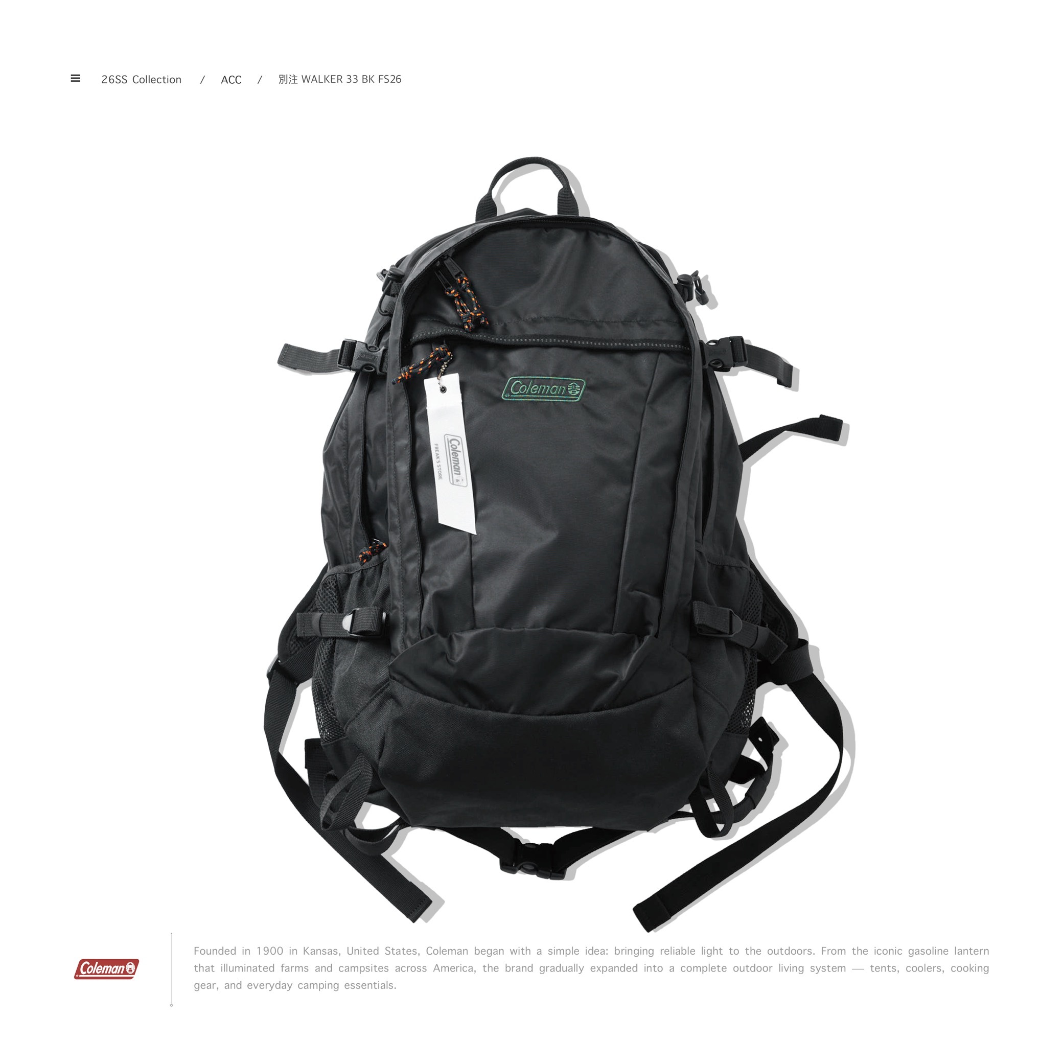 [ 預約販売 ] Coleman 別注 WALKER 33 BK FS26