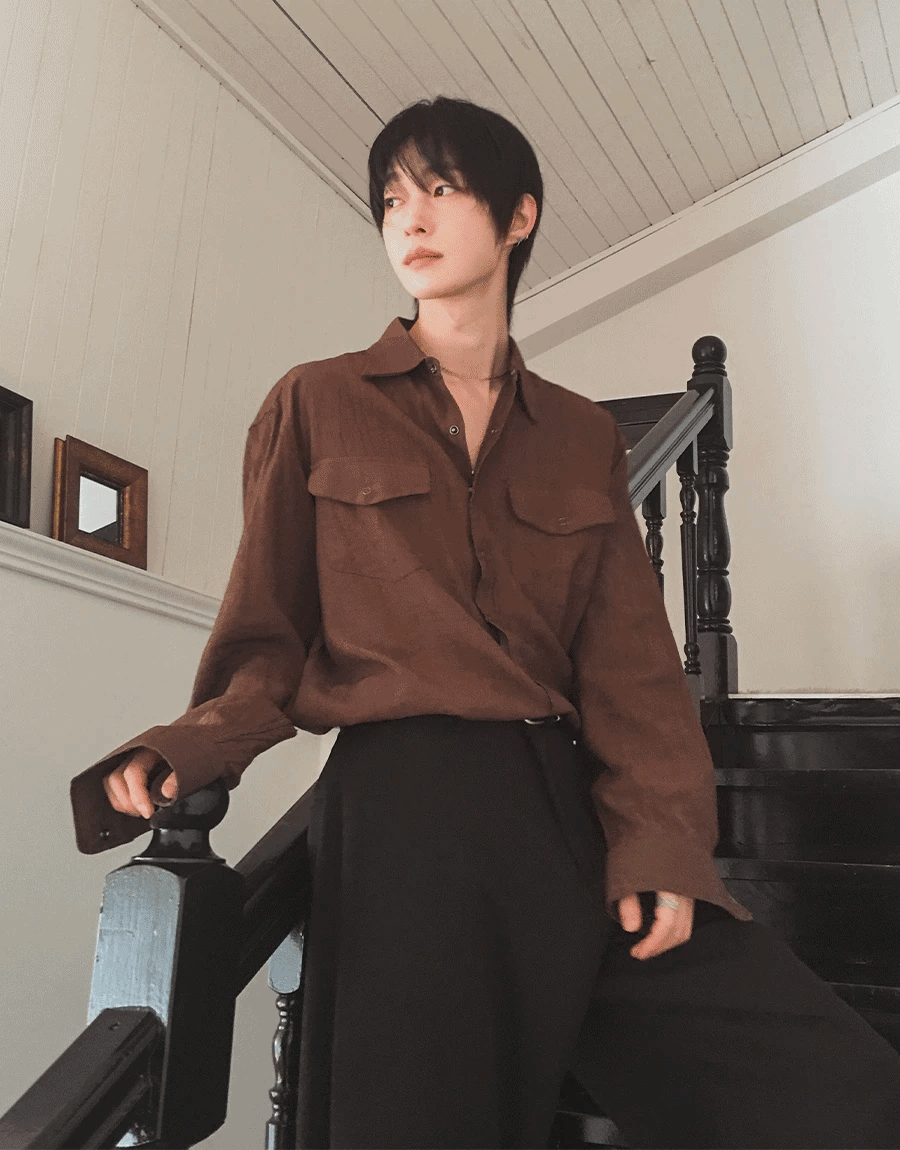 Epple 褶皺雙口袋襯衫