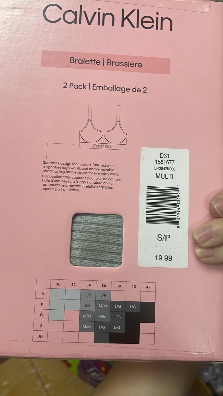 現貨 Calvin Klein女裝條紋內衣背心（Size S)（粉紅色盒）（#920上）