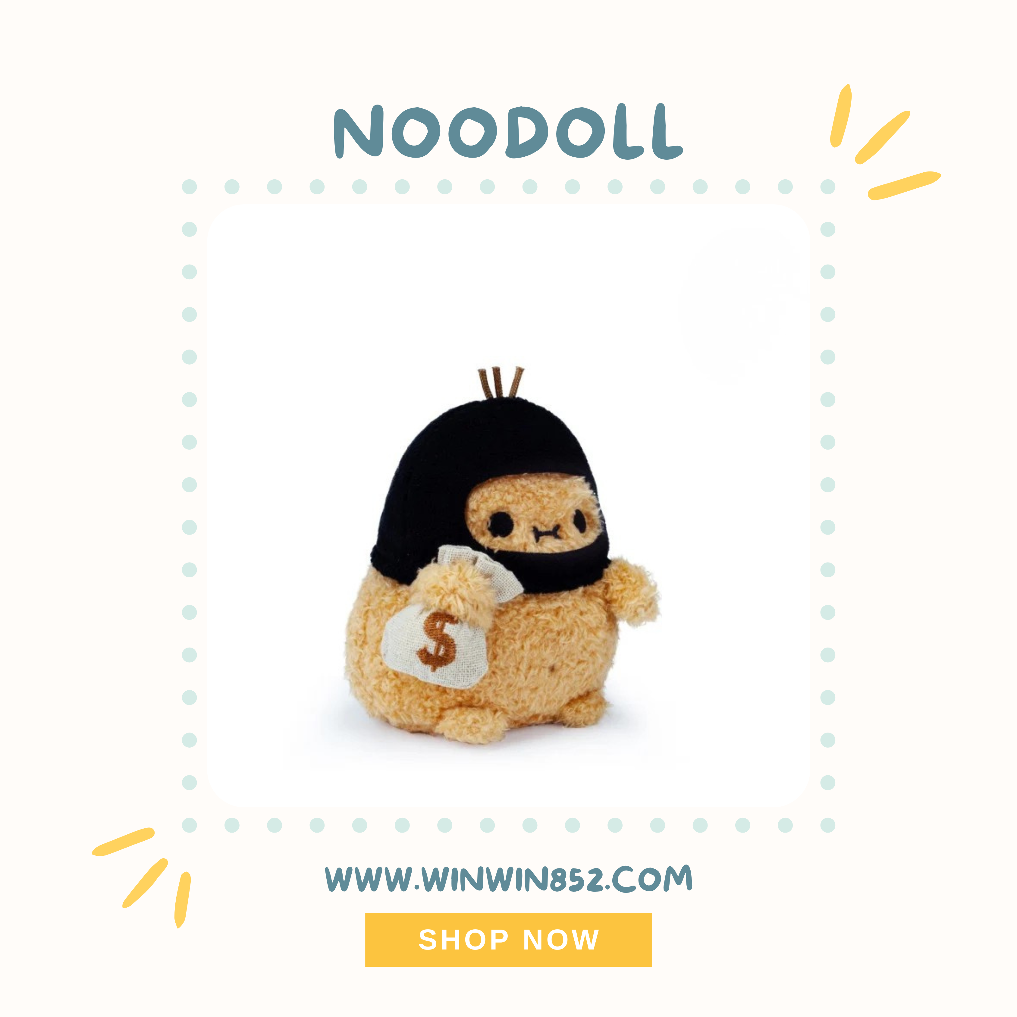 Noodoll Robber Ricespud Mini Sitting Plush Toy