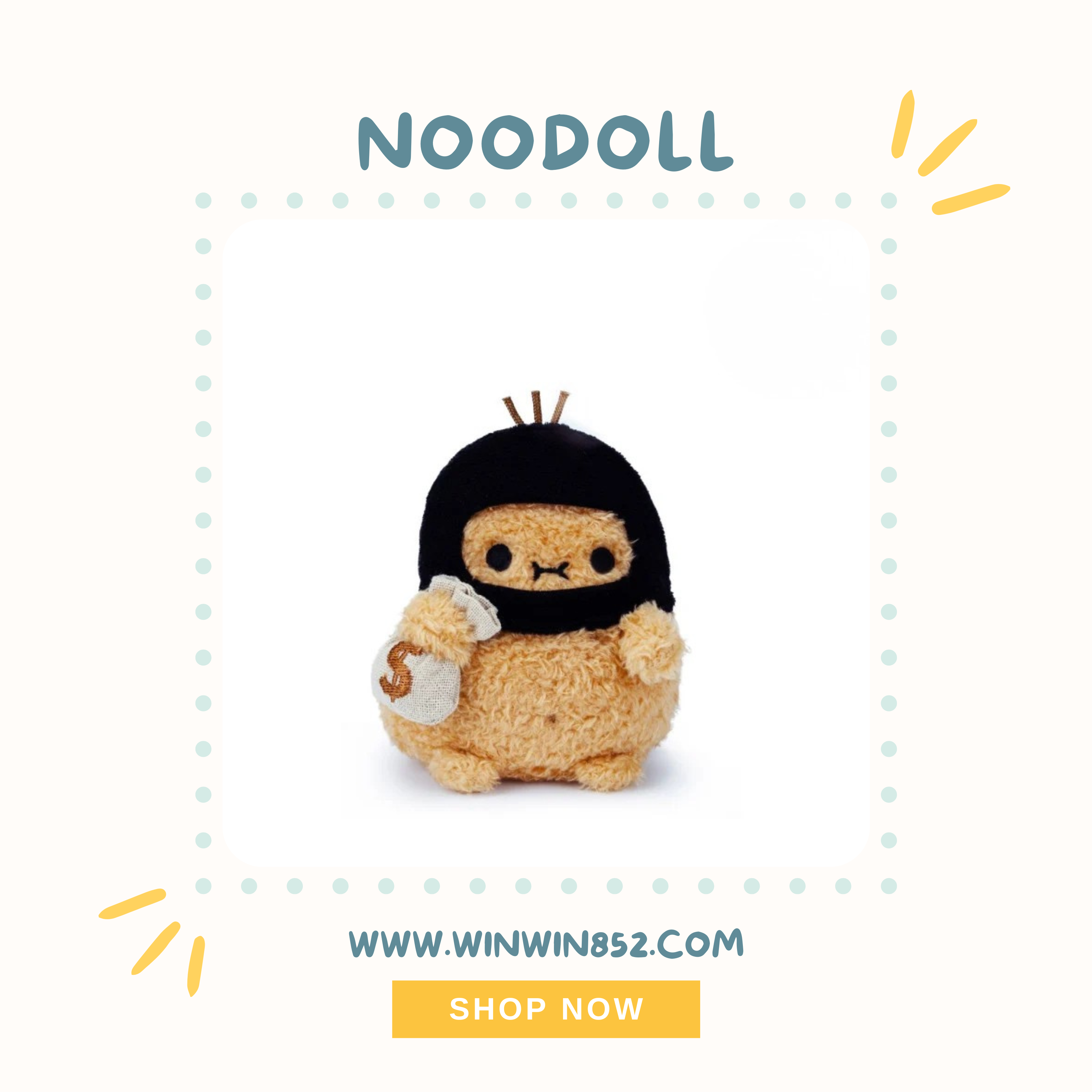 Noodoll Robber Ricespud Mini Sitting Plush Toy