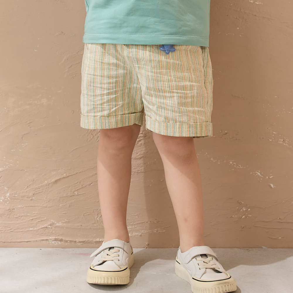 PIPPY休閒系一飛沖天飛機百搭反摺棉質短褲 黃