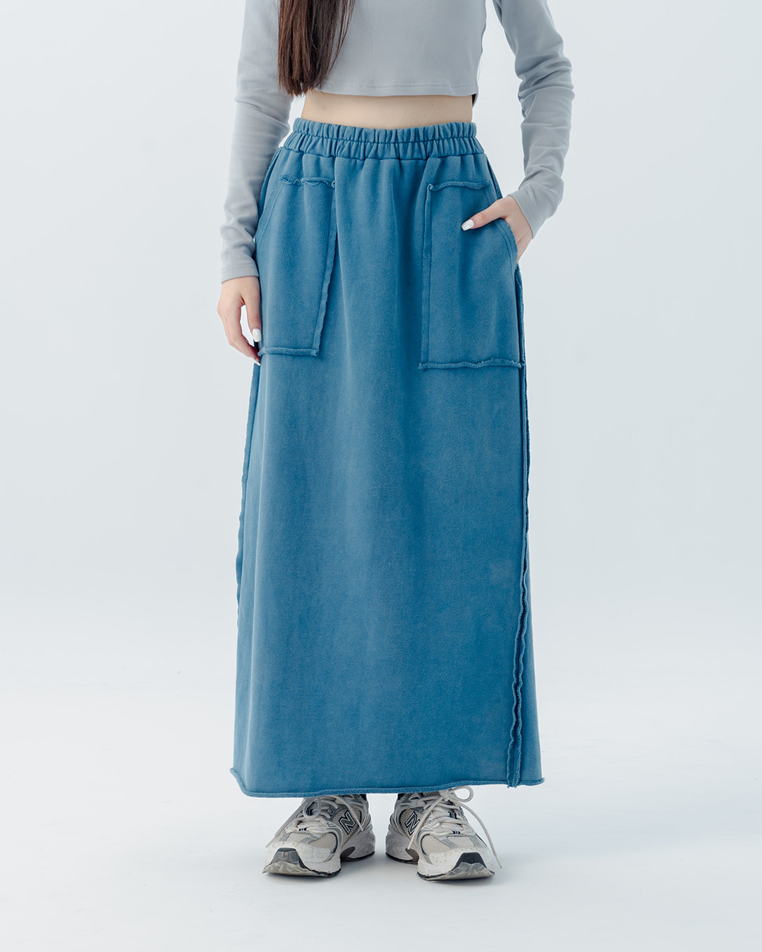 Casual, unhemmed, washed cotton maxi dress, available in three colors.【03021651】in stock+pre-order