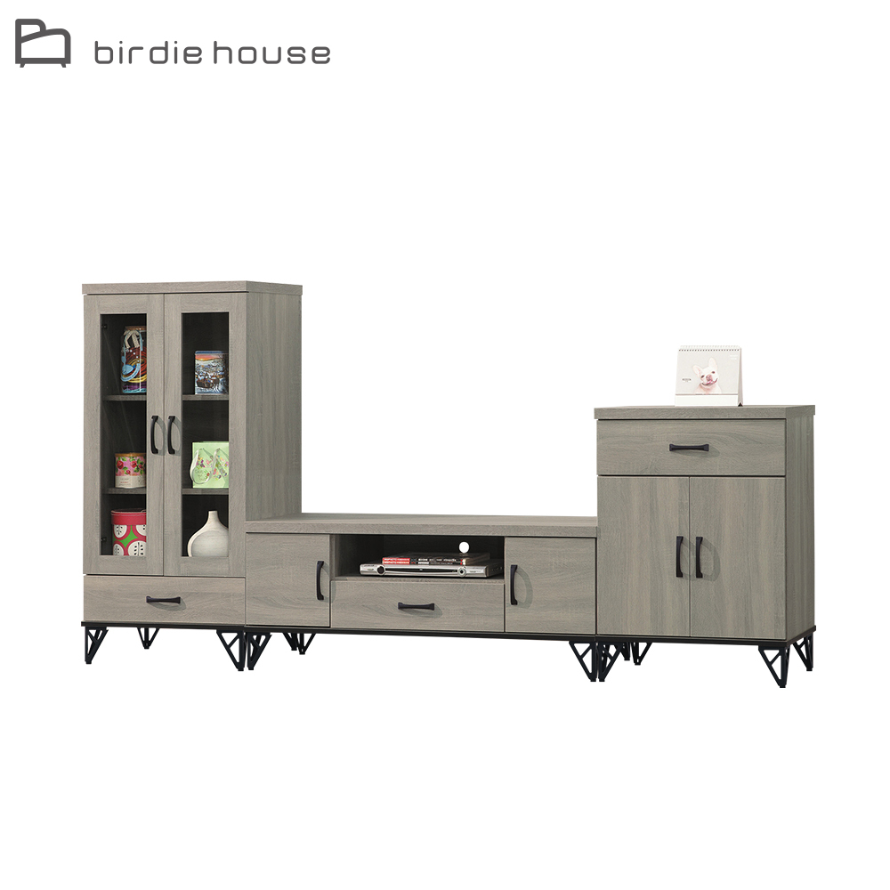 柏蒂家居-卡特森8尺多功能電視櫃組合(二門中展示櫃+視聽長櫃+二門小收納櫃)