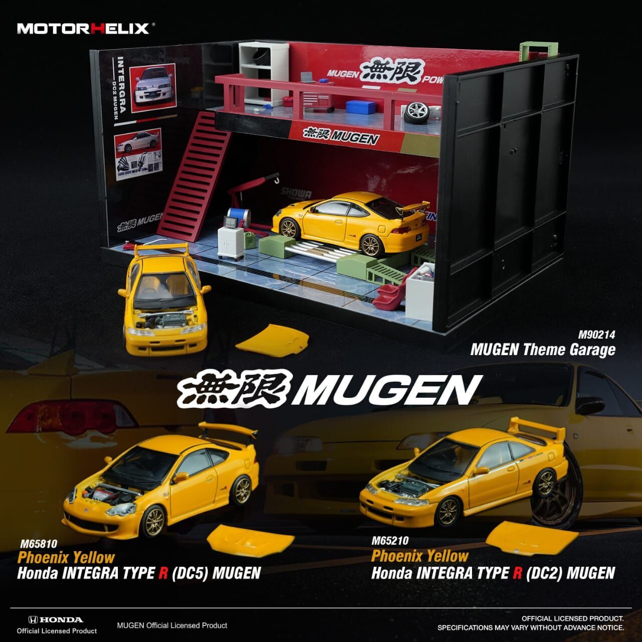 PO-$130 * MOTORHELIX * 1:64 HONDA INTEGRA DC2 MUGEN PHOENIX YELLOW