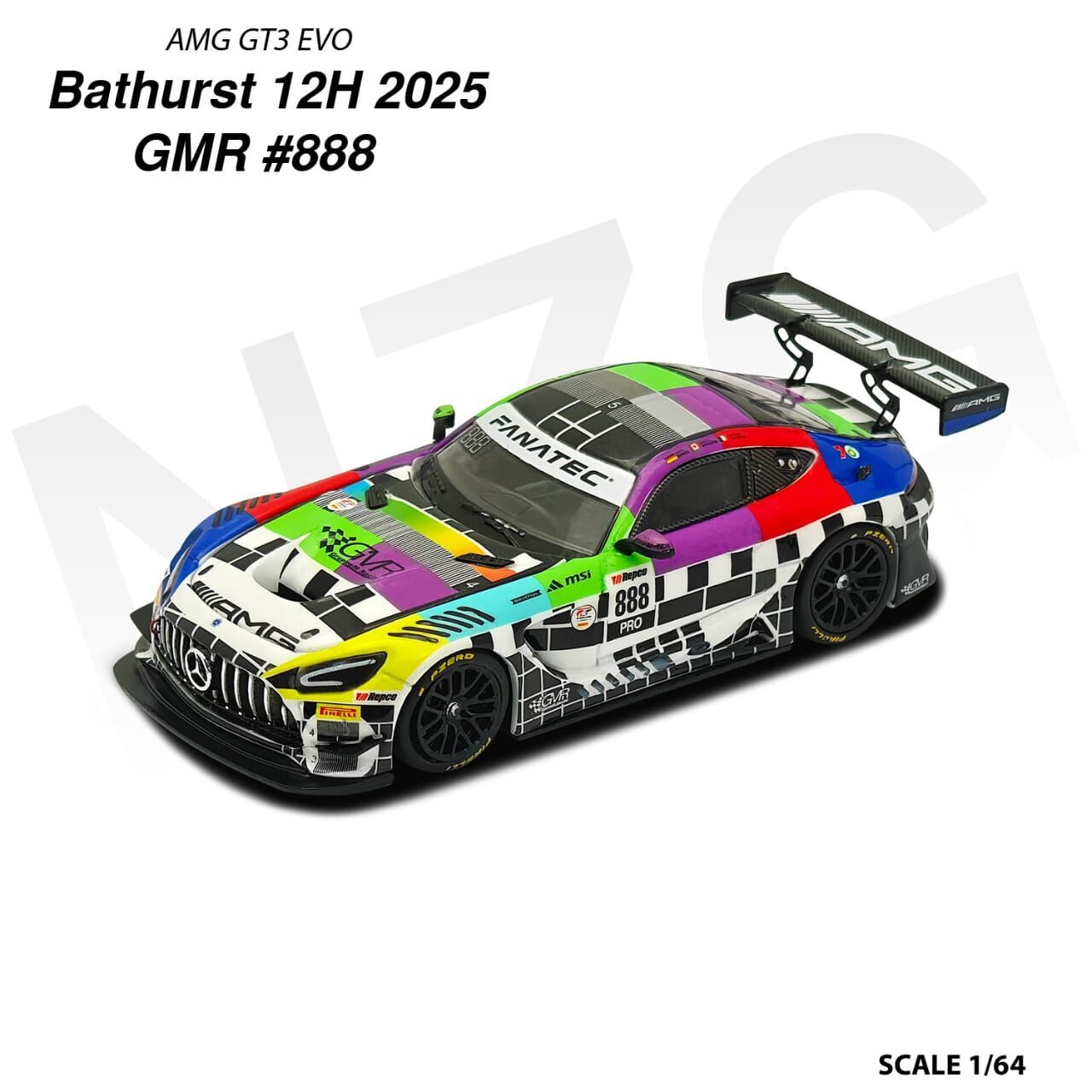 PO-$160 * KILO WORKS * 1:64 MERCEDES AMG GT3 EVO II PRESENTATION BLACK