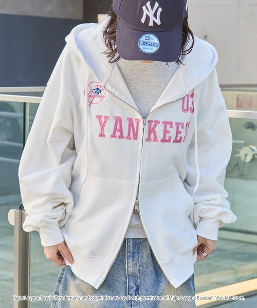 日本🇯🇵連線 MLB x MONO-MART 刺繡連帽外套 寬鬆 抽繩 雙開拉鍊 復古隊徽 5色(任買兩件7-11免運)/預購