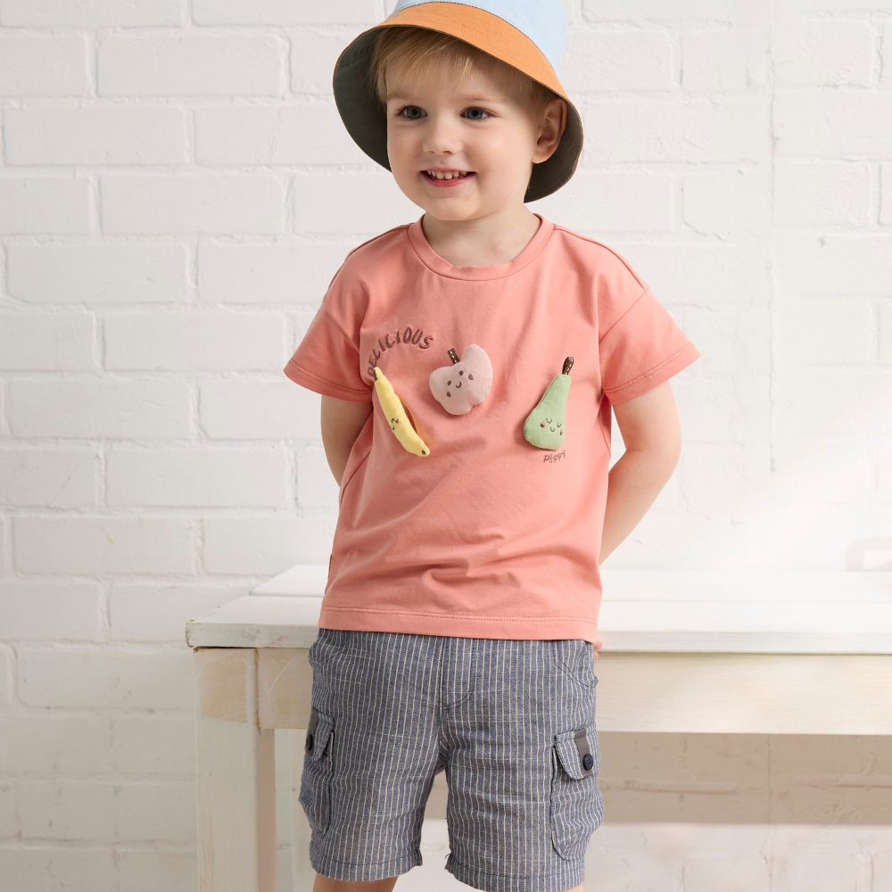 PIPPY潮酷棉麻工裝雙口袋拼接休閒短褲 藍